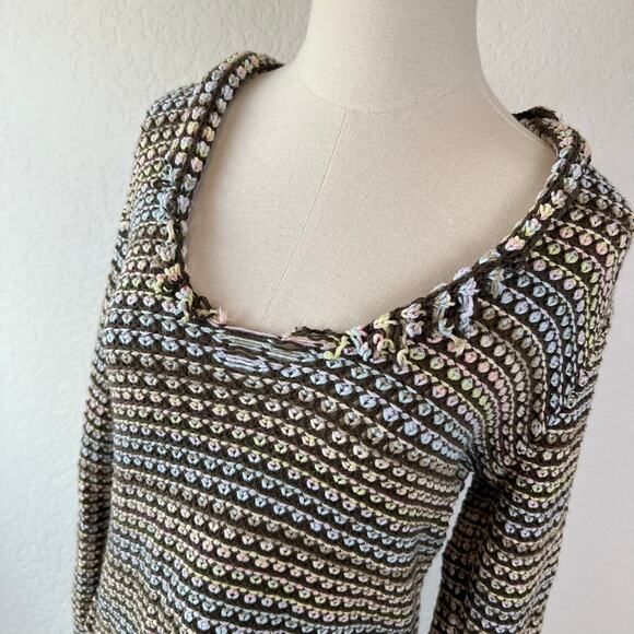 Vintage Y2K Liz Claiborne Knit Rainbow Sweater Cozy Multicolor Size M - Picture 4 of 9